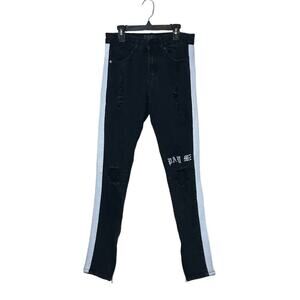 THRT Men’s Black  Distressed Slim Stripe PAY ME Jeans size 28